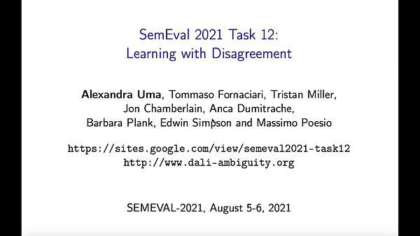 SemEval 2021 Task 12: Learning with Disagreement