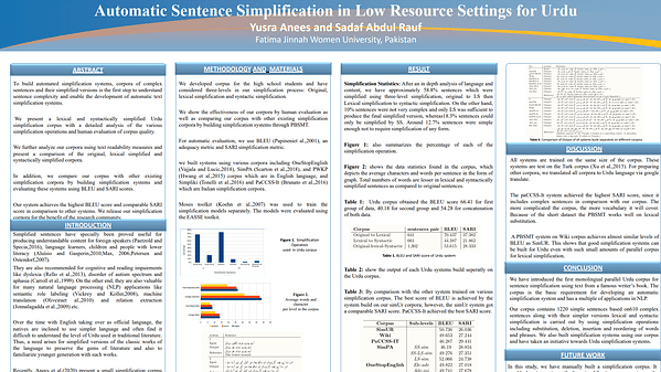 Automatic Sentence Simplification in Low Resource Settings for Urdu