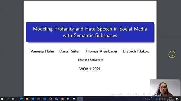 Modeling Profanity and Hate Speech in Social Media with Semantic Subspaces