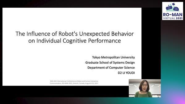 The Influence of Robot's Unexpected Behavior on Individual Cognitive Performance