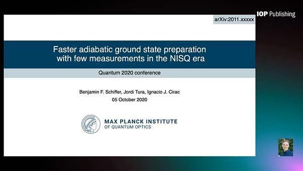 Faster adiabatic ground state preparation with few measurements in the NISQ era