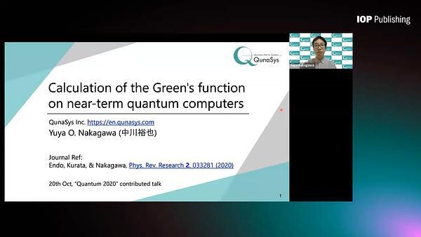 Calculation of the Green's function on near-term quantum computers