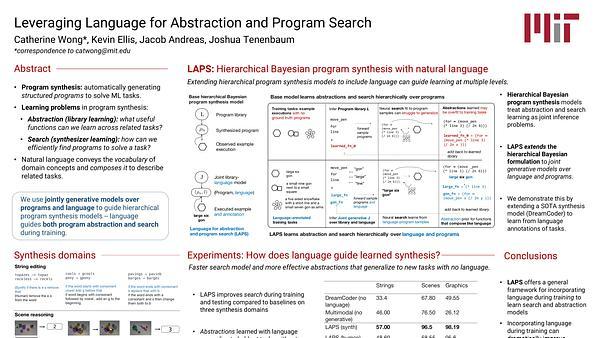 Leveraging Language to Learn Program Abstractions and Search Heuristics