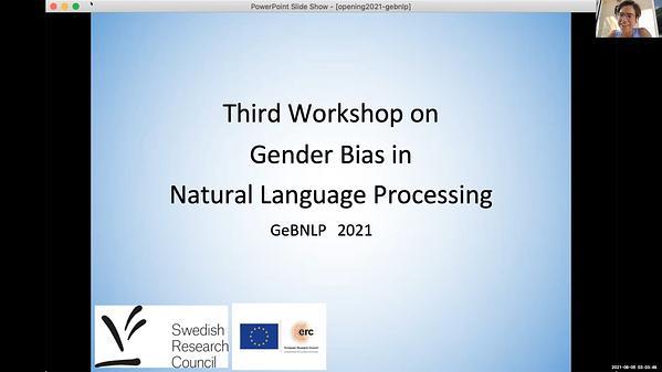 3rd Workshop on Gender Bias in Natural Language Processing