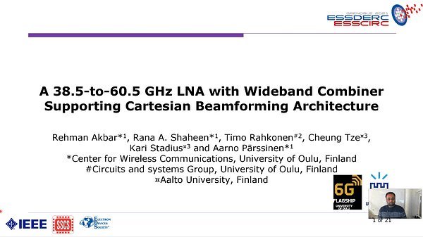 A 38.5-to-60.5 GHz LNA with Wideband Combiner Supporting Cartesian Beamforming Architecture