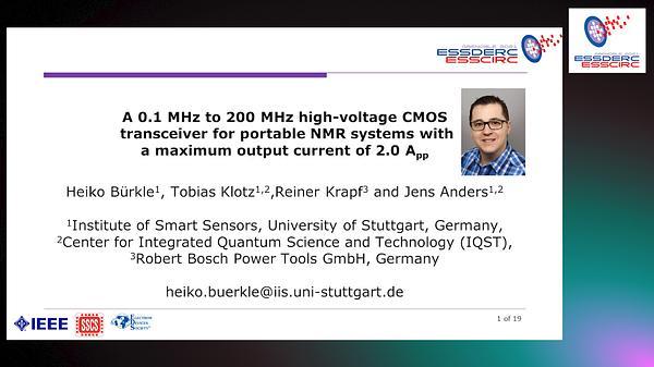 A 0.1 MHz to 200 MHz High-Voltage CMOS Transceiver for Portable NMR Systems with a Maximum Output Current of 2.0 App