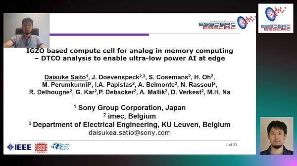 IGZO-Based Compute Cell for Analog In- Memory Computing—DTCO Analysis to Enable Ultralow-Power Ai at Edge