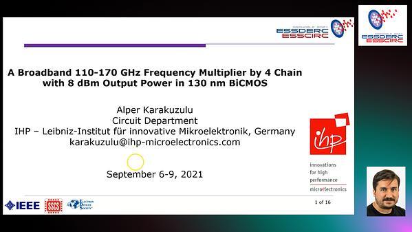 A Broadband 110-170 GHz Frequency Multiplier by 4 Chain with 8 dBm Output Power in 130 nm BiCMOS