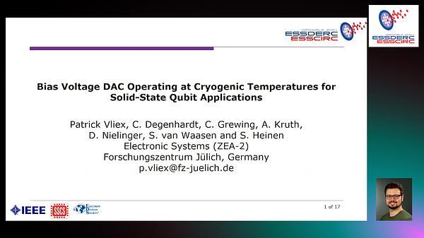 Bias Voltage DAC Operating at Cryogenic Temperatures for Solid-State Qubit Applications