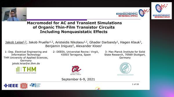 Macromodel for AC and Transient Simulations of Organic Thin-Film Transistor Circuits Including Nonquasistatic Effects