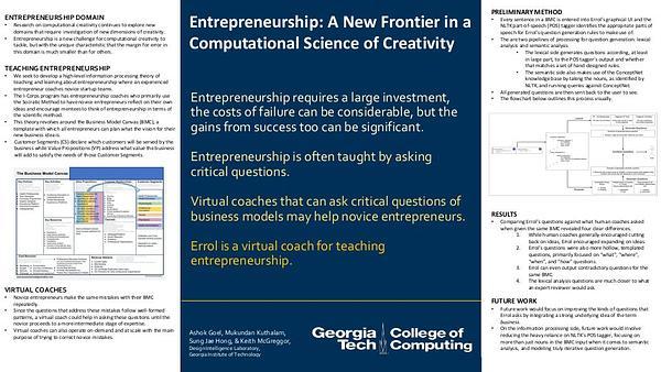 Entrepreneurship: A New Frontier in Creativity: Towards A Virtual Coach For Startup Engineering