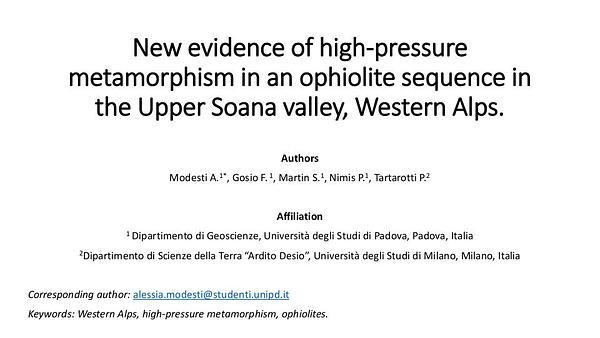 New evidence of high-pressure metamorphism in an ophiolite sequence in the Upper Soana valley, Western Alps