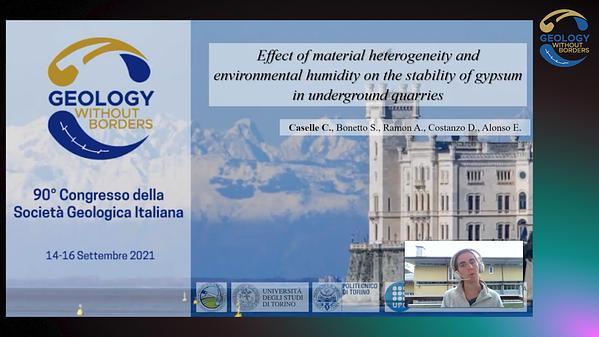 Effect of material heterogeneity and environmental humidity on the stability of gypsum in underground quarries