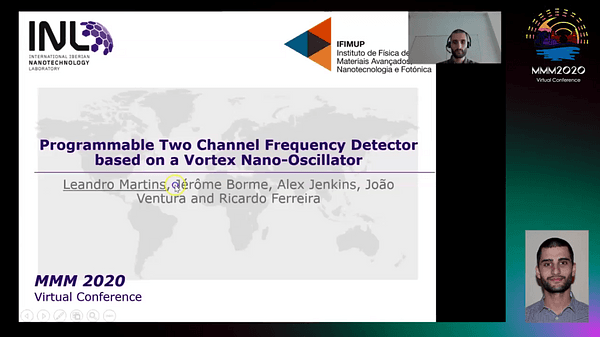 Programmable Two Channel Frequency Detector based on a Vortex Nano-Oscillator