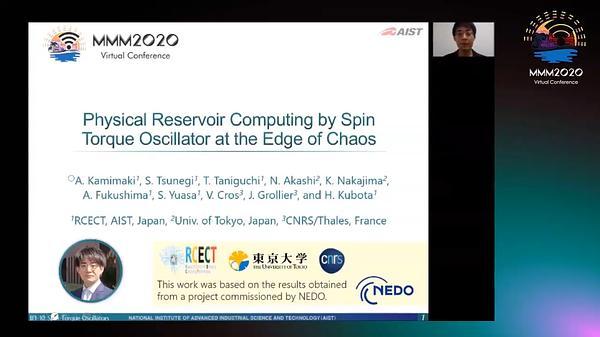 Physical Reservoir Computing by Spin-Torque Oscillator at the Edge of Chaos