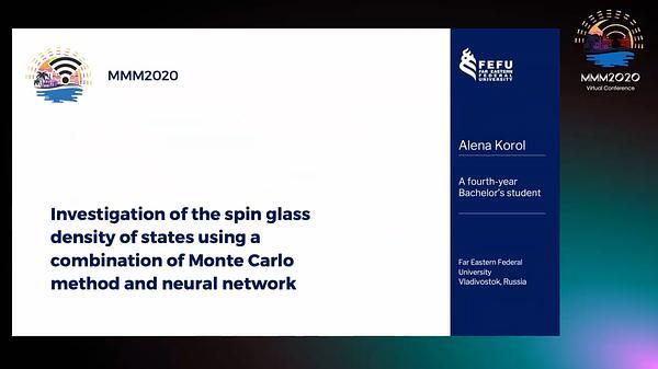 Investigation of the spin glass density of states using a combination of Monte Carlo method and neural network