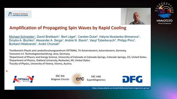 Amplification of Propagating Spin Waves by Rapid Cooling