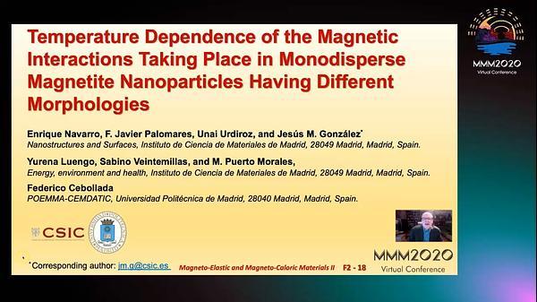 Temperature Dependence of the Magnetic Interactions Taking Place in Monodisperse Magnetite Nanoparticles Having Different Morphologies