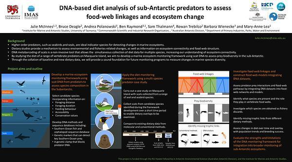 DNA-based diet analysis of sub-Antarctic predators to assess food-web linkages and ecosystem change
