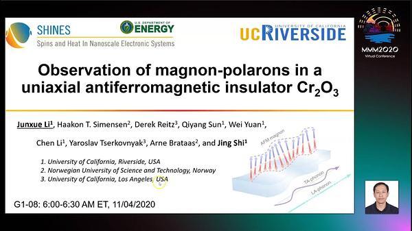 Observation of magnon-polarons in a uniaxial antiferromagnetic insulator Cr2O3