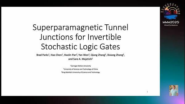 Superparamagnetic Tunnel Junctions for Invertible Stochastic Logic Gates