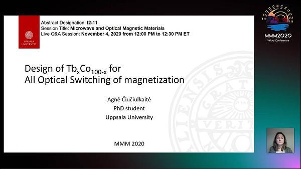 Design of TbxCo100-x for All Optical Switching of Magnetization