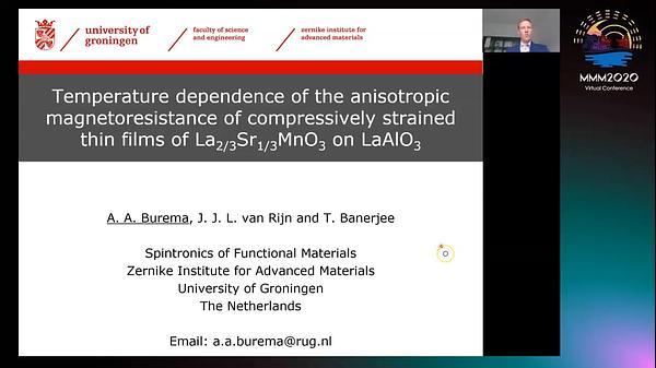 Temperature dependence of the anisotropic magnetoresistance of compressively strained thin films of La2/3Sr1/3MnO3 on LaAlO3