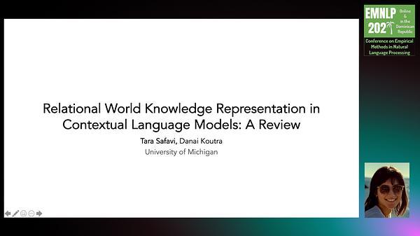 Relational World Knowledge Representation in Contextual Language Models: A Review