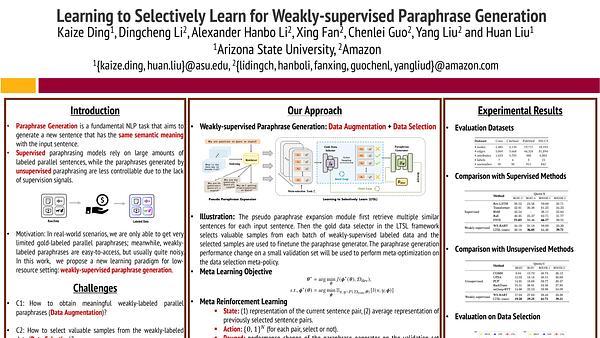 Learning to Selectively Learn for Weakly-supervised Paraphrase Generation