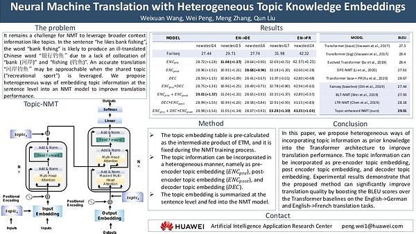 Neural Machine Translation with Heterogeneous Topic Knowledge Embeddings