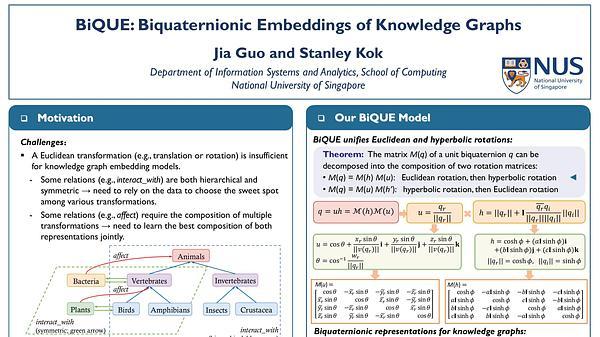 BiQUE: Biquaternionic Embeddings of Knowledge Graphs