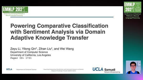 Powering Comparative Classification with Sentiment Analysis via Domain Adaptive Knowledge Transfer