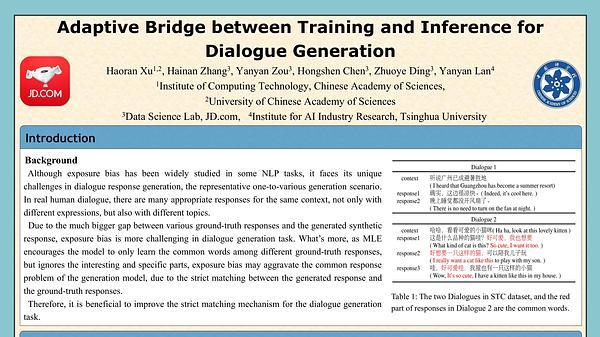 Adaptive Bridge between Training and Inference for Dialogue Generation