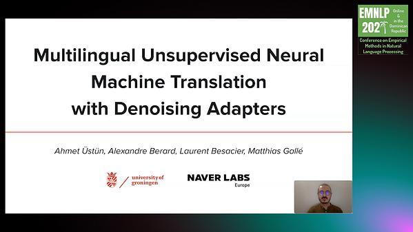 Multilingual Unsupervised Neural Machine Translation with Denoising Adapters