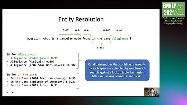 End-to-End Entity Resolution and Question Answering Using Differentiable Knowledge Graphs
