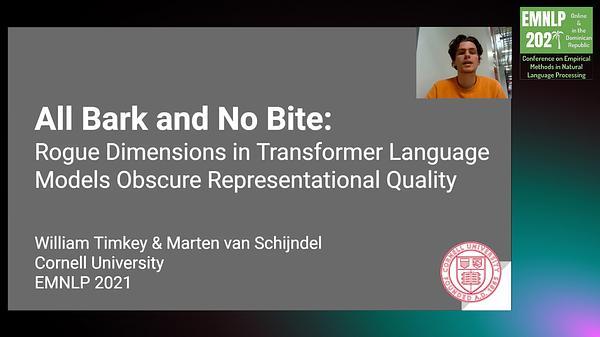 All Bark and No Bite: Rogue Dimensions in Transformer Language Models Obscure Representational Quality