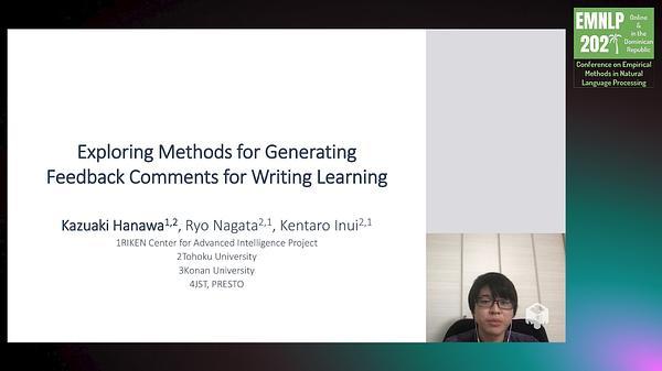 Exploring Methods for Generating Feedback Comments for Writing Learning