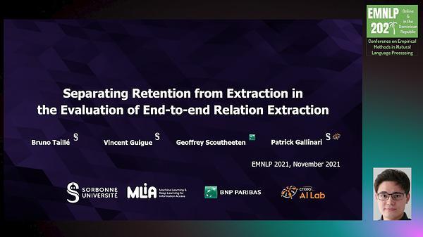 Separating Retention from Extraction in the Evaluation of End-to-end Relation Extraction