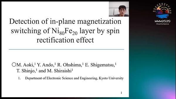 Detection of in-plane magnetization switching of Ni80Fe20 layer by spin rectification effect