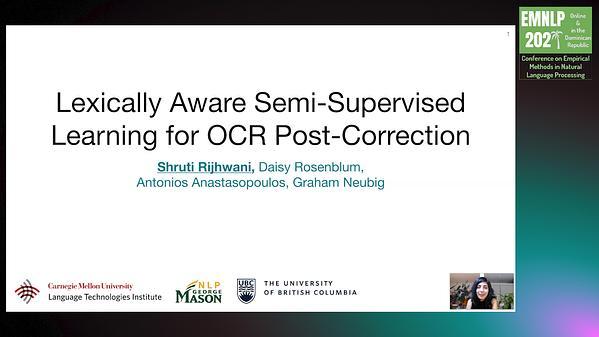 Lexically-Aware Semi-Supervised Learning for OCR Post-Correction
