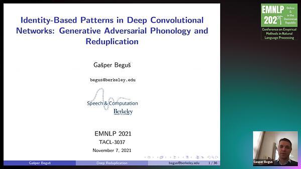 Identity-Based Patterns in Deep Convolutional Networks: Generative Adversarial Phonology and Reduplication