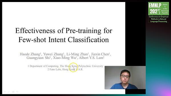 Effectiveness of Pre-training for Few-shot Intent Classification