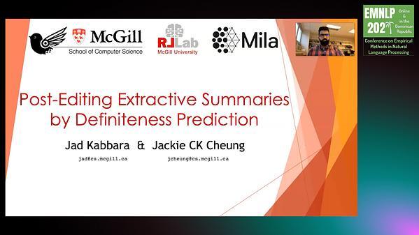 Post-Editing Extractive Summaries by Definiteness Prediction