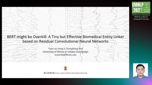 BERT might be Overkill: A Tiny but Effective Biomedical Entity Linker based on Residual Convolutional Neural Networks