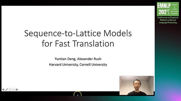 Sequence-to-Lattice Models for Fast Translation