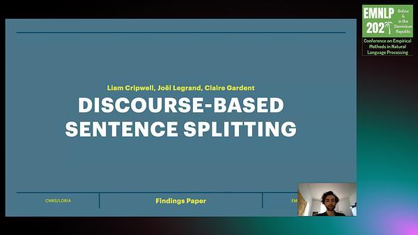 Discourse-Based Sentence Splitting