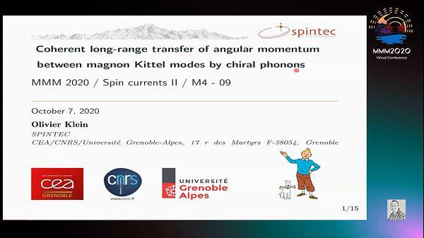 Coherent long-range transfer of angular momentum between magnon Kittel modes by circularly polarized phonons