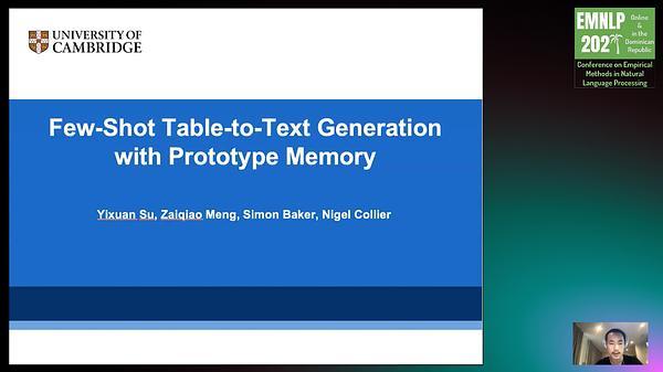 Few-Shot Table-to-Text Generation with Prototype Memory