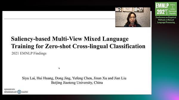 Saliency-based Multi-View Mixed Language Training for Zero-shot Cross-lingual Classification