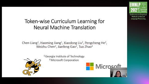Token-wise Curriculum Learning for Neural Machine Translation